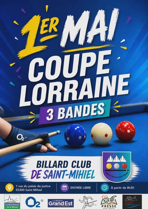 Lire la suite à propos de l’article Coupe Lorraine 3 Bandes – 1er mai  2026 –